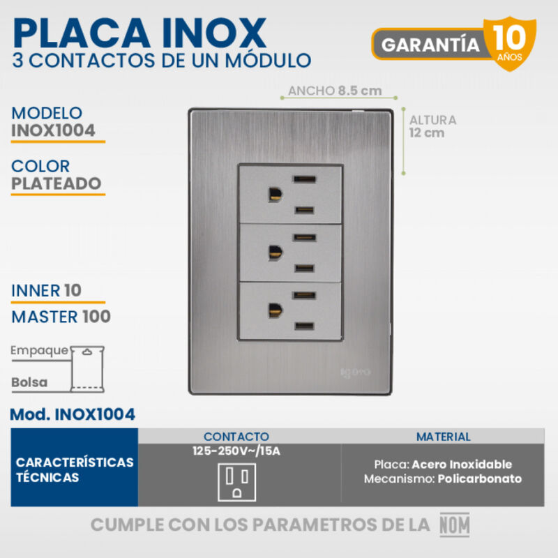 Paquete 5 piezas Placa Armada Con 3 Contactos S... image number null