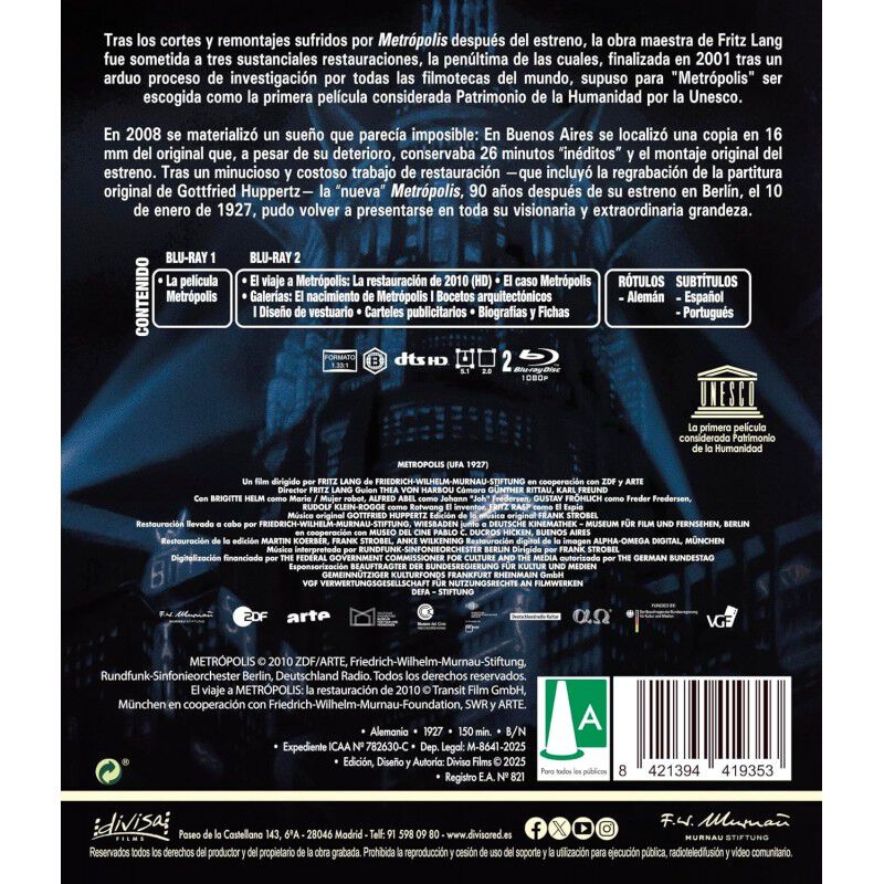 Metr&oacute;polis (Dos discos) [Blu-ray] (1927) Metrop... image number null