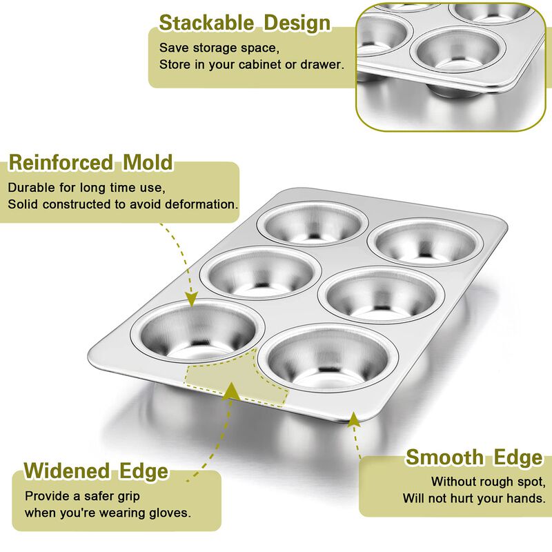 Molde para Muffins P&P Chef, 6 Cavidades, Acero... image number null