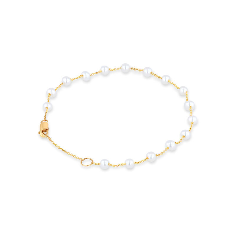Pulsera De Oro Amarillo De 14k Con Perlas Blanc... image number null