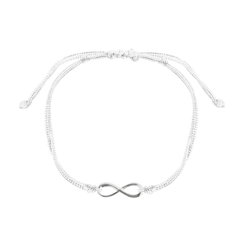 Pulsera de hilo blanco ajustable con infinito d... image number null