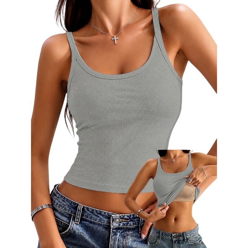 Top Corto Sin Mangas Danysu Gris con Sujetador ... image number null