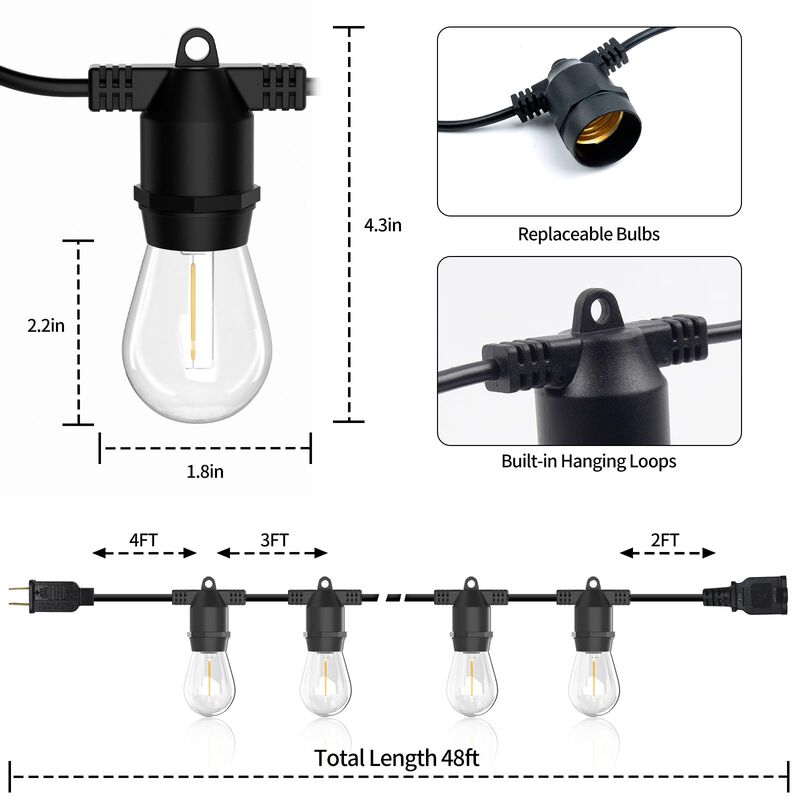 Luces De Cadena Alitade S14 Led 14 Bombillas 14... image number null