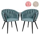 Set 2 Sillas Comedor Patr&oacute;n Tejido Elegante Moderno Verde Houzer