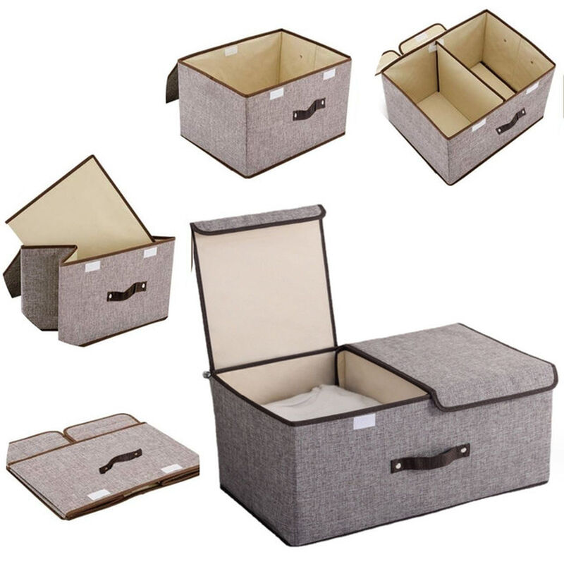 Caja Organizadora Plegable Color Gris con Dos T... image number null