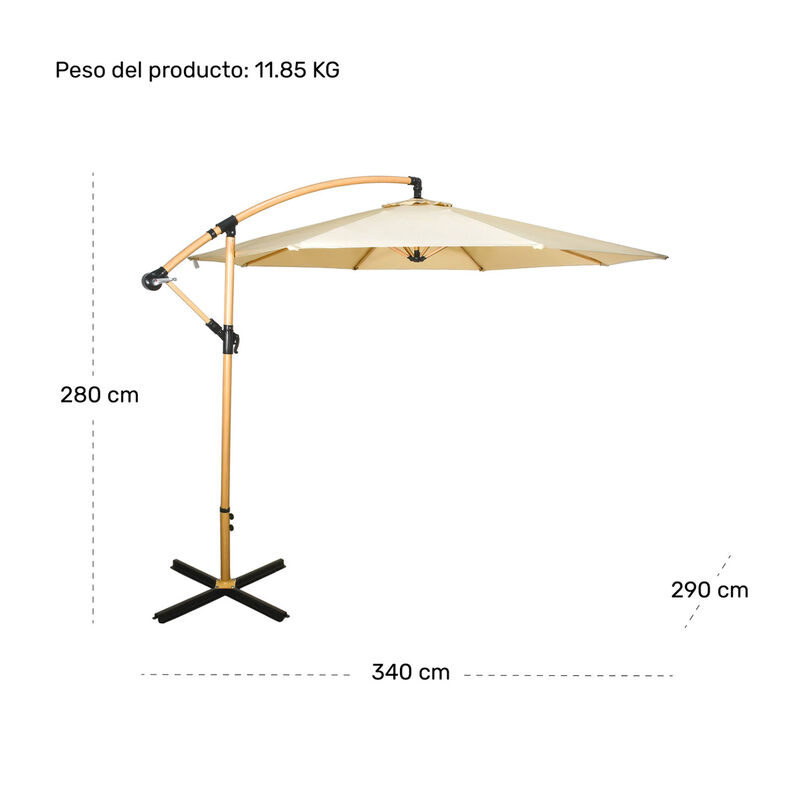 Sombrilla Tipo Madera Beige Exterior Lujo 2.9m ... image number null