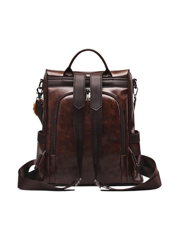 Bolsa Backpack Pink Brule De Cuero Para Mujer image number null