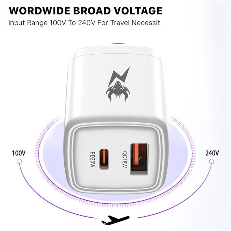 Cargador Ac Ampnergy Dual Usb-c Pd 20w Universa... image number null