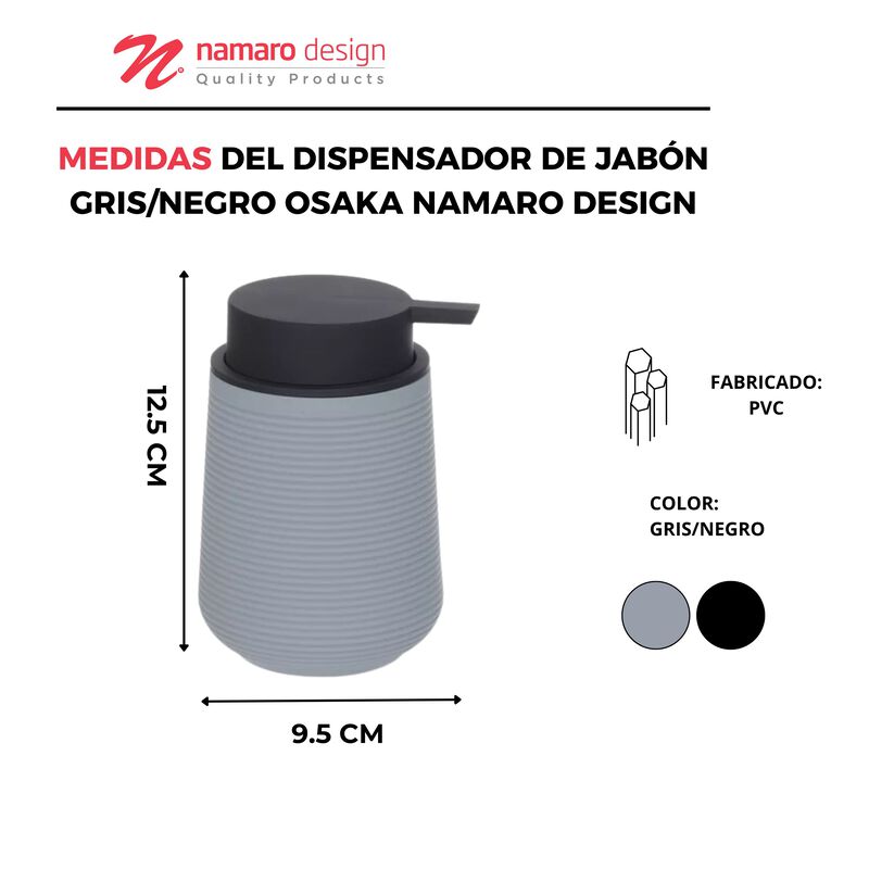 Dispensador De Jab&oacute;n Gris/negro Osaka Namaro De... image number null