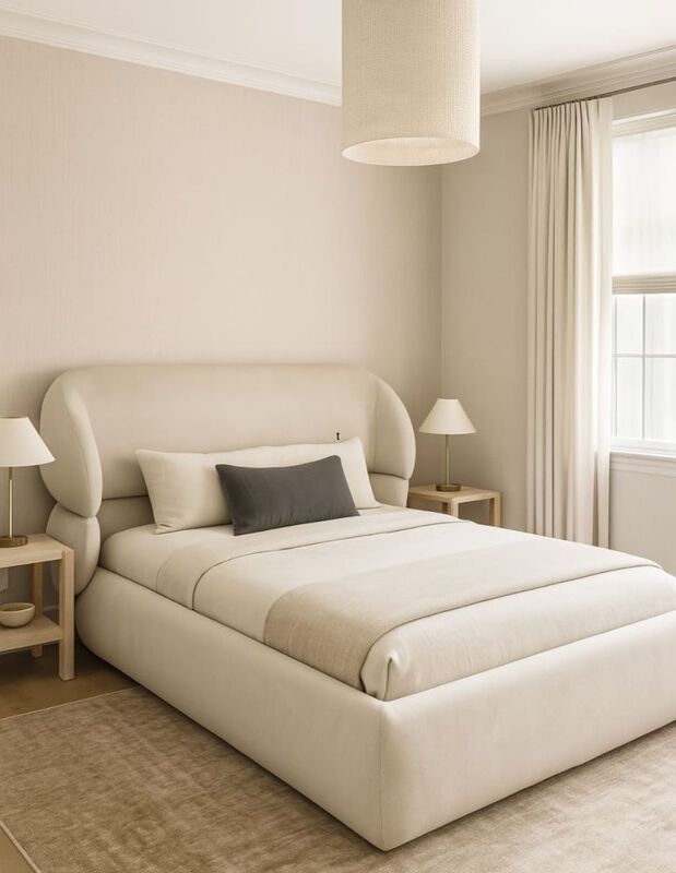 Cama Matrimonial Sahara Beige, Tapizado Berl&iacute;n ... image number null