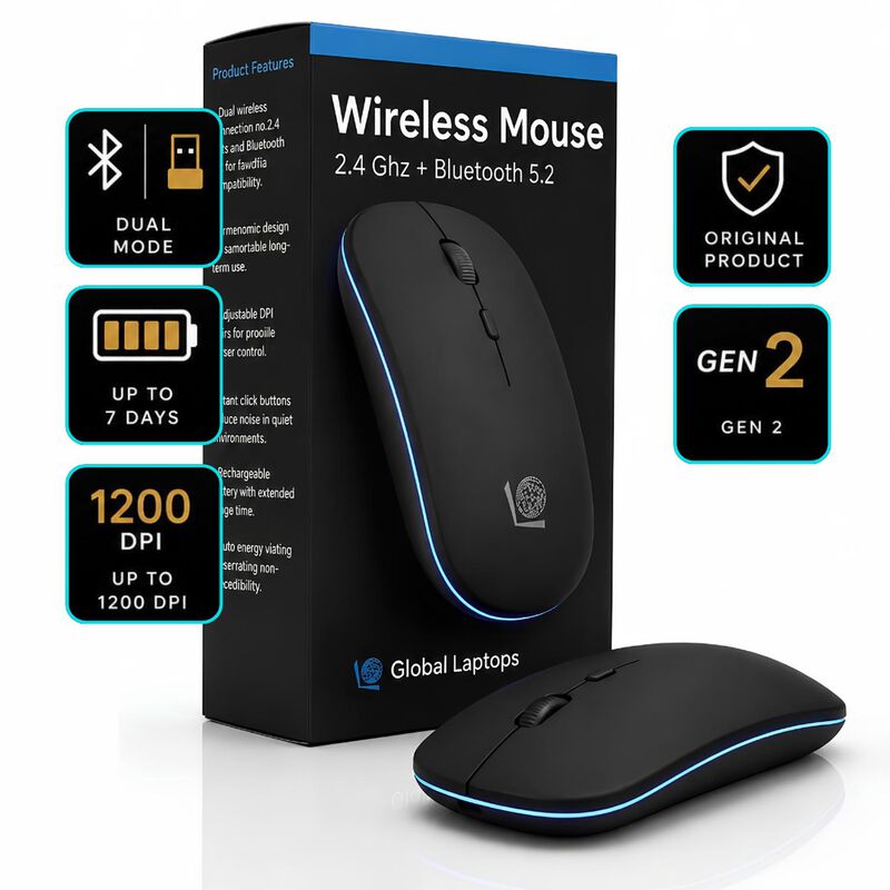 Mouse Global Laptops Rgb Dual Mode En Negro image number null