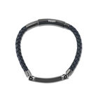 Pulsera De Piel Con Acero Color Negro Caballero (ajustable 21-22.5 Cm Aprox)