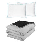 Edred&oacute;n Doble Vista Rogga King Size Gris Perla-negro + 2 Almohadas De Osos