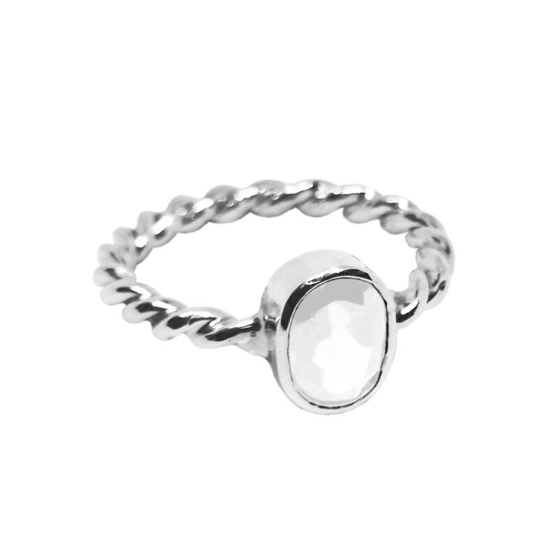 Anillo Bejuco de Plata Con Topacio Blanco image number null