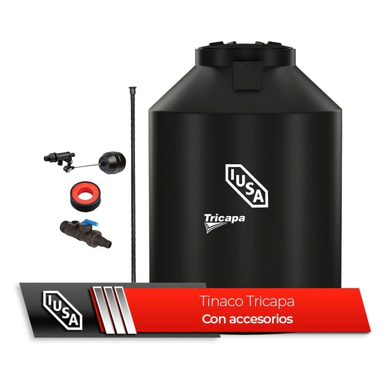 Tinaco Tricapa Iusa, 1100 L, Negro + Accesorios... image number null