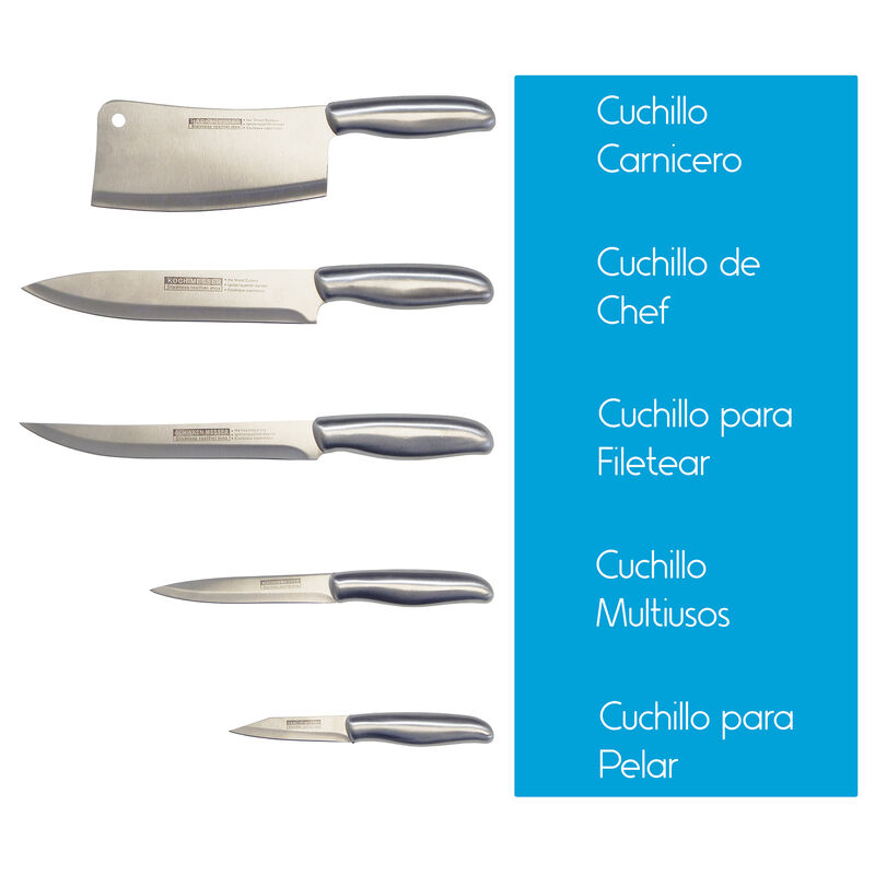 Juego de cuchillos de acero inoxidable 5 piezas... image number null
