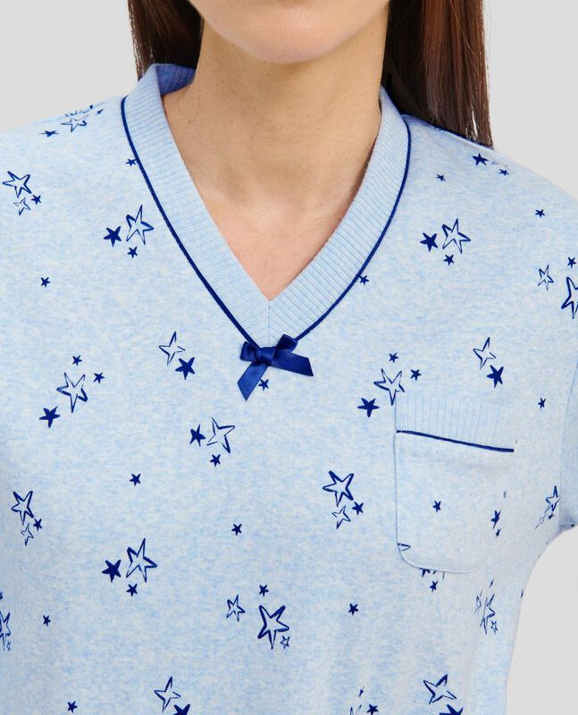 Pijama Estampado con Estrellas Celeste image number null