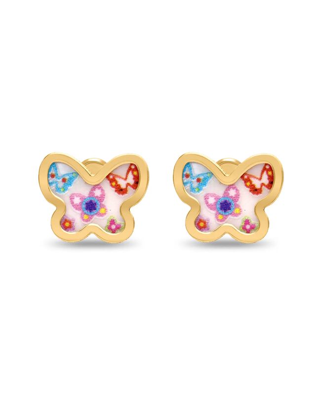 Broqueles De Mariposa En Oro Amarillo 14k Con N... image number null