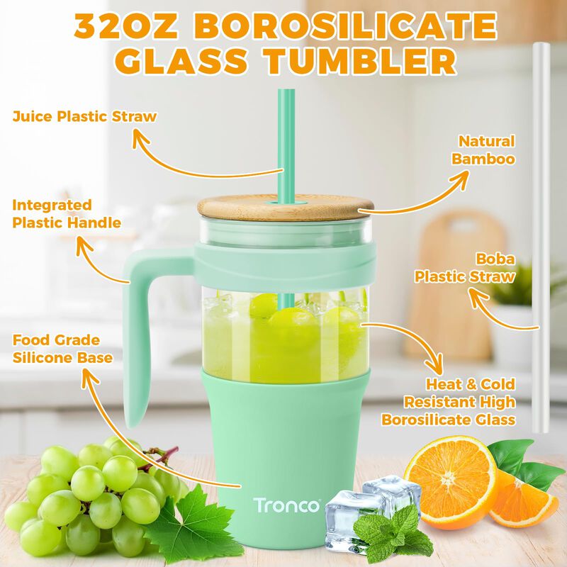 Vaso De Vidrio Tronco 950 ml Con Asa Color Crem... image number null