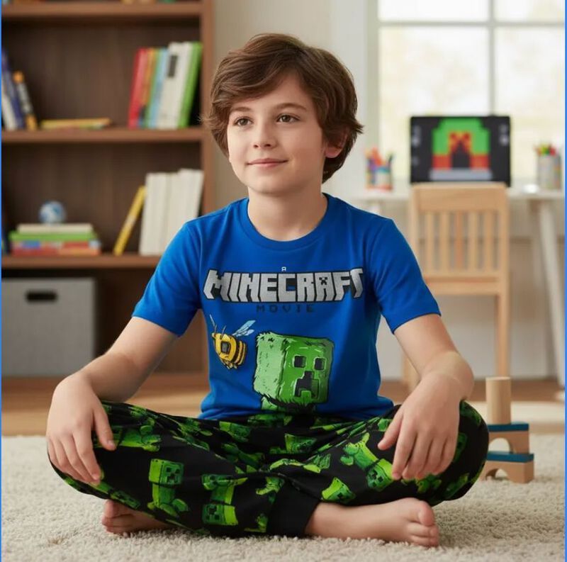 Pijama Minecraft Movie Para Ni&ntilde;os Conjunto Pant... image number null