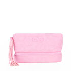 Cosmetiquera Mediana Cierre Doble Con Tassel Color Rosa