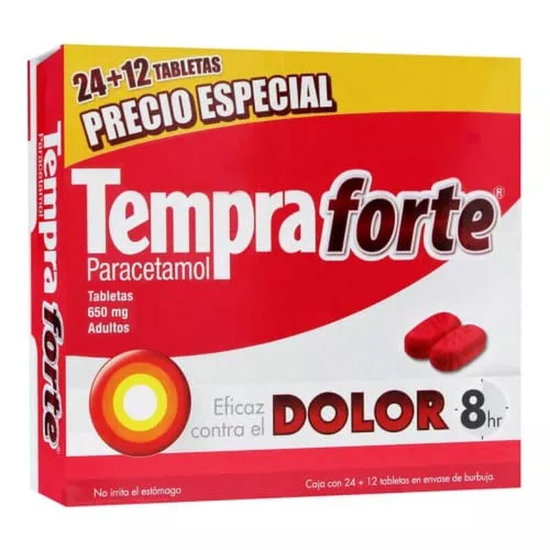 Tempra Forte 36 Tableta Caja Paracetamol 650 Mg image number null