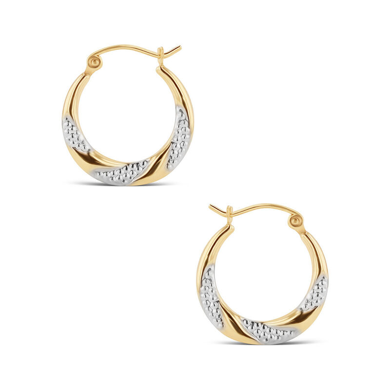 Arracadas De Oro Amarillo Y Blanco 10K (12 Mm A... image number null