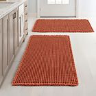 Alfombra Miulee Naranja Con Dise&ntilde;o Waffle - Juego De 2 Alfombrillas De Ba&ntilde;o 46 X 76 Cm