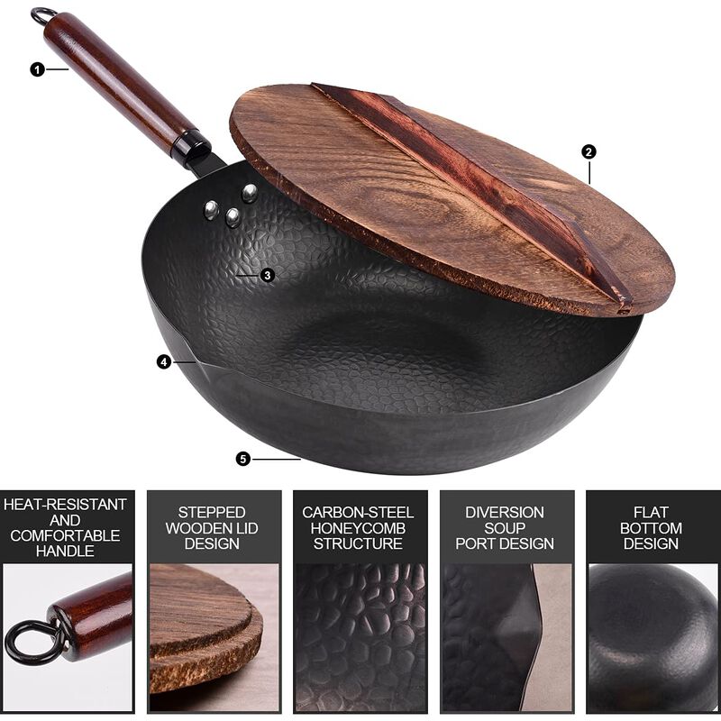 Wok Leidawn de Acero Al Carbono 12.8" con Tapa ... image number null