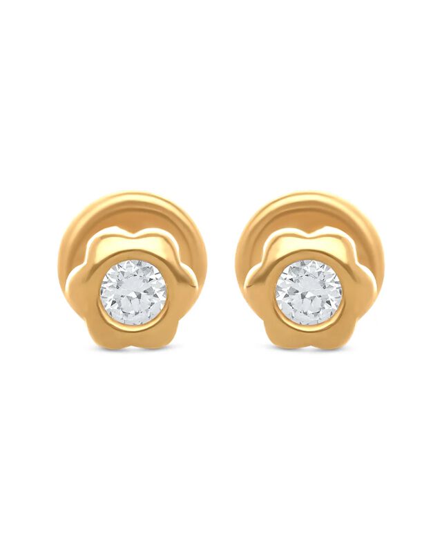 Broqueles De Flor En Oro Amarillo 14k Con 6.5pt... image number null