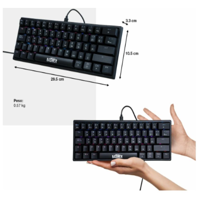 Teclado al&aacute;mbrico led rainbow gamer para PC/Mac image number null