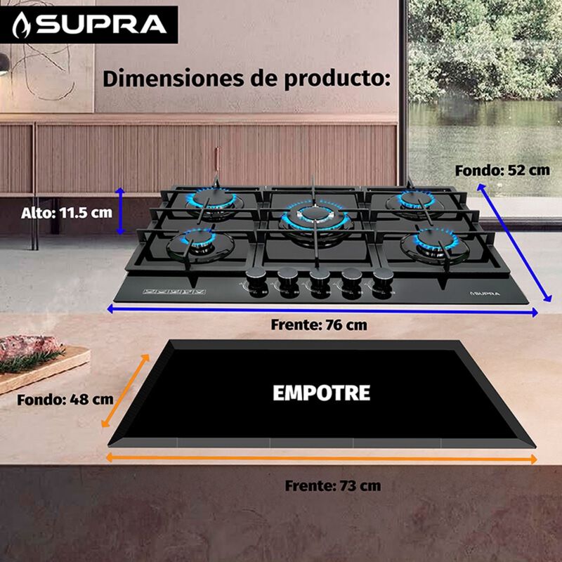 Parrilla De Gas 5q-pg-76 Empotrable Con 5 Quema... image number null