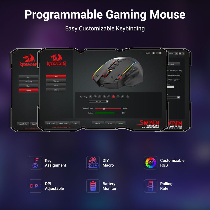 Rat&oacute;n Inal&aacute;mbrico Para Juegos Redragon 16000 Dp... image number null