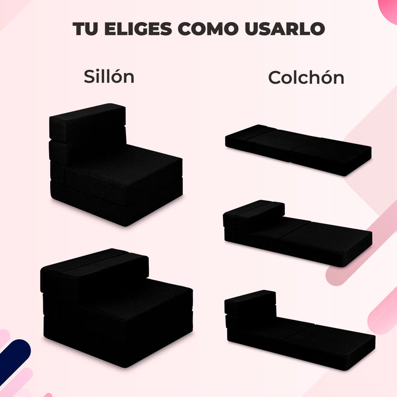 Sillón Plegable Tipo Puff Atlas Basics Negro image number null