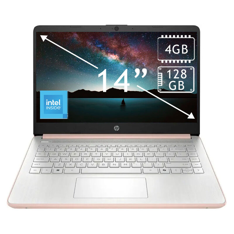 Laptop Hp 14" Intel N150 128gb 4gb Ram Rosa/dor... image number null