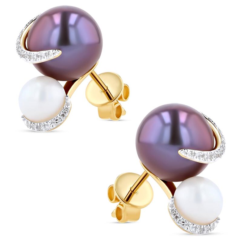 Aretes Oro Amarillo 14k Y 10pts Diamante Con Pe... image number null