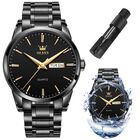 Reloj Olevs Negro De Acero Inoxidable Impermeable Para Hombre
