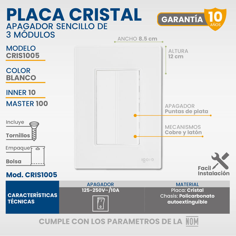 Placa Armada Cristal IGOTO CRIS1005-2005 con 1 ... image number null