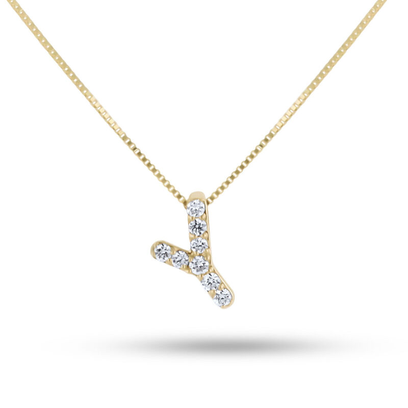 Dije Letra Y De Oro Amarillo 14K Con Cadena Con... image number null