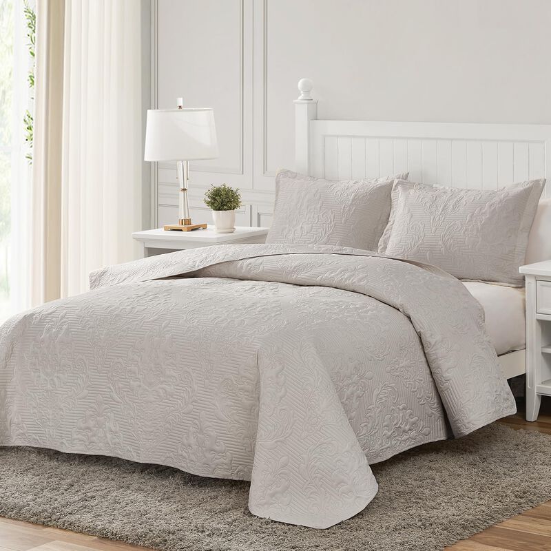 Set De Edred&oacute;n Hansleep Cream Queen Size Damask... image number null