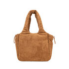 Bolsa Satchel Acolchada En Suede Color Camel