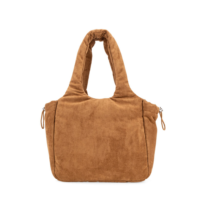 Bolsa Satchel Acolchada En Suede Color Camel image number null