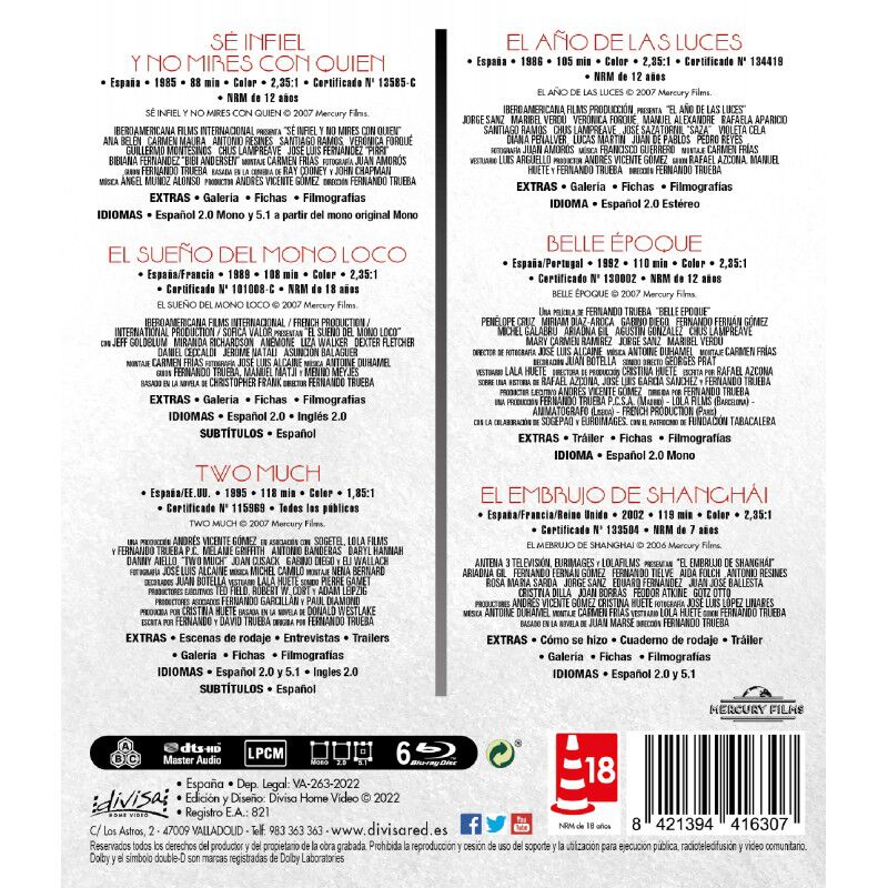 Fernando Trueba  (Pack 6 Pel&iacute;culas)  - BD [Blu-... image number null