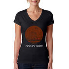 Camiseta De Cuello En V Word Art Para Mujer - Occupy Mars- Negro