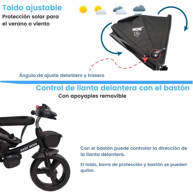 Triciclo Evolutivo 7 En 1 Acero Con Asiento Gir... image number null