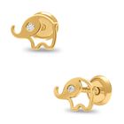 Broqueles De Elefante En Oro Amarillo 14k Con Zirconias