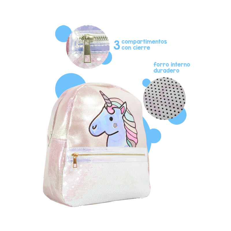 Mochila Para Ni&ntilde;a Infantil Unicornio Blanco Bri... image number null