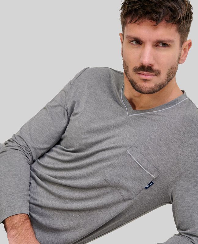 Pijama Modal con Escote en Pico Gris image number null
