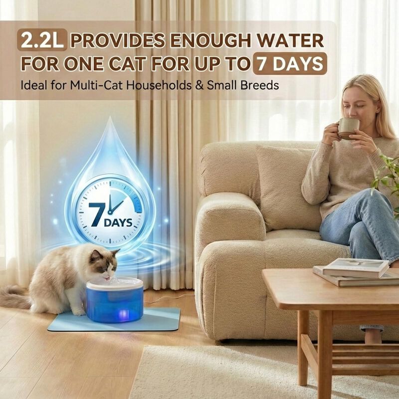 Fuente Para Gatos Haxgecgi 2.2l Silenciosa, Fil... image number null