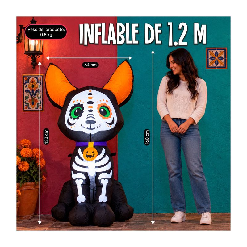 Inflable Halloween Perro Chihuahua Esqueleto 12... image number null